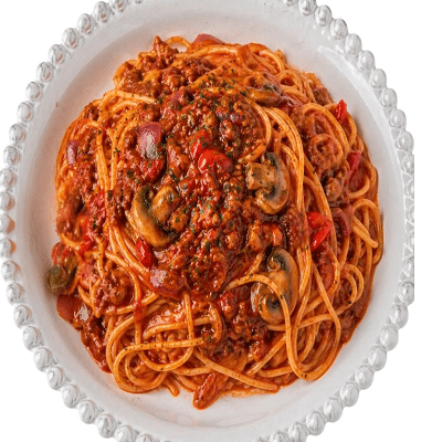22- Spaghetti Al Forno With Minced Beef & Mushrooms 